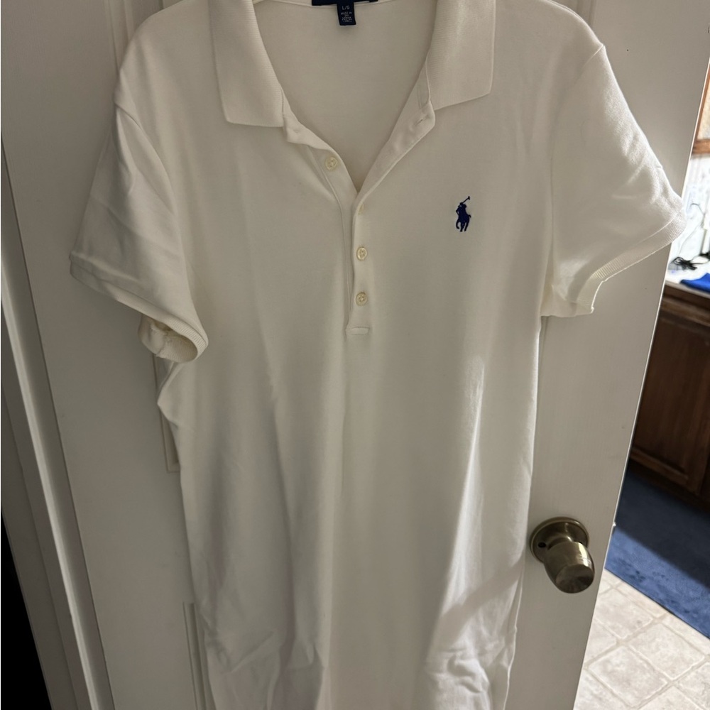 Ralph Lauren Cream Polo with Navy Logo